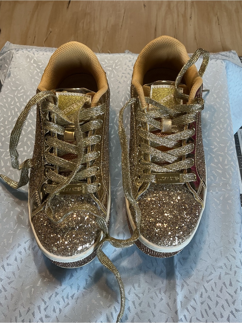 Woman’s Sparkle Gold Athletic Sneakers - Glitter Casual Shoes